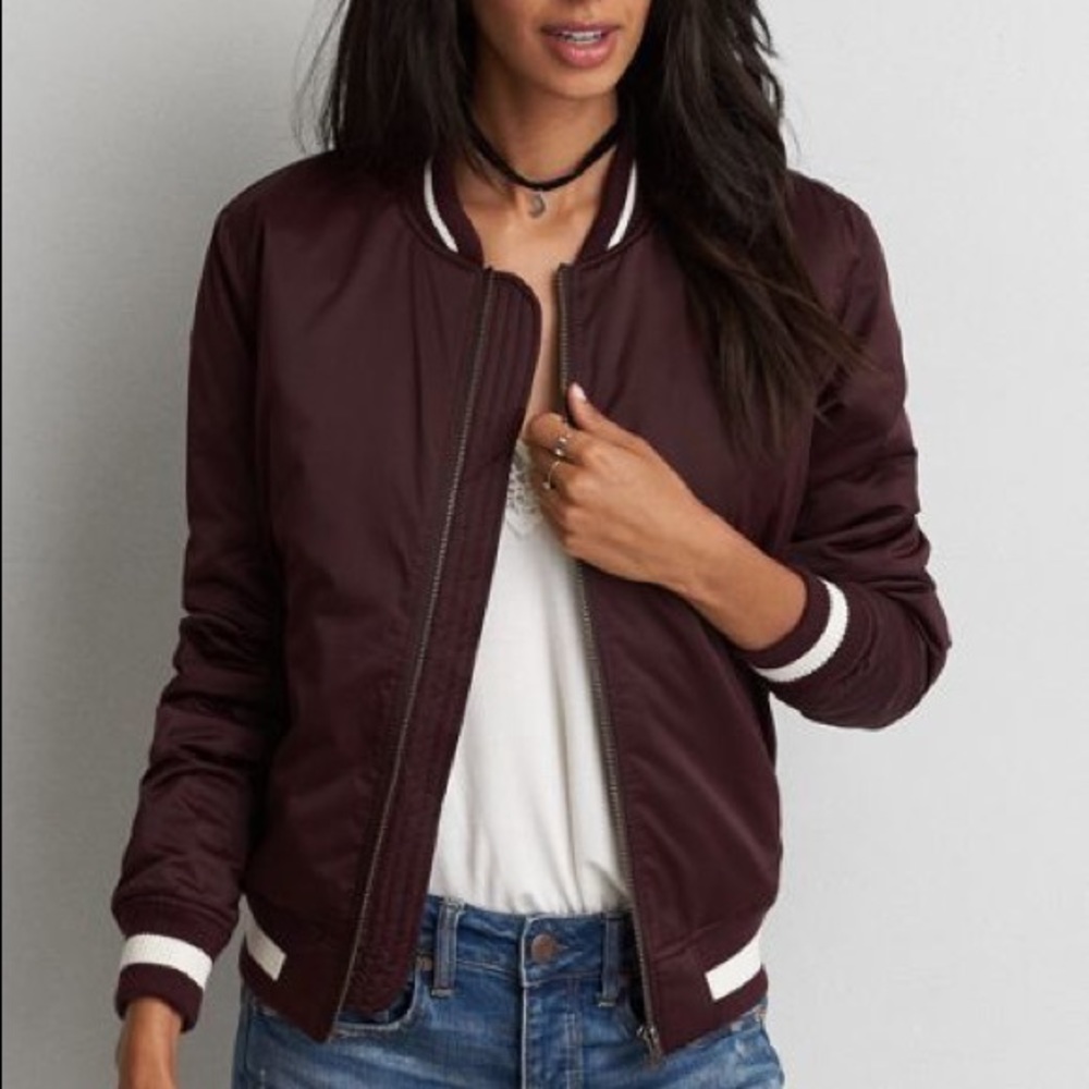 Maroon Bomber Jacket - image 1